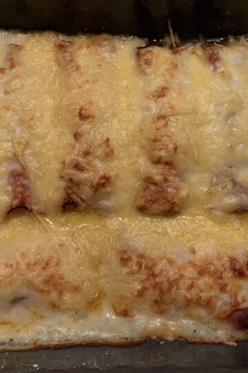 Witlof uit de oven met ham en bechamelsaus